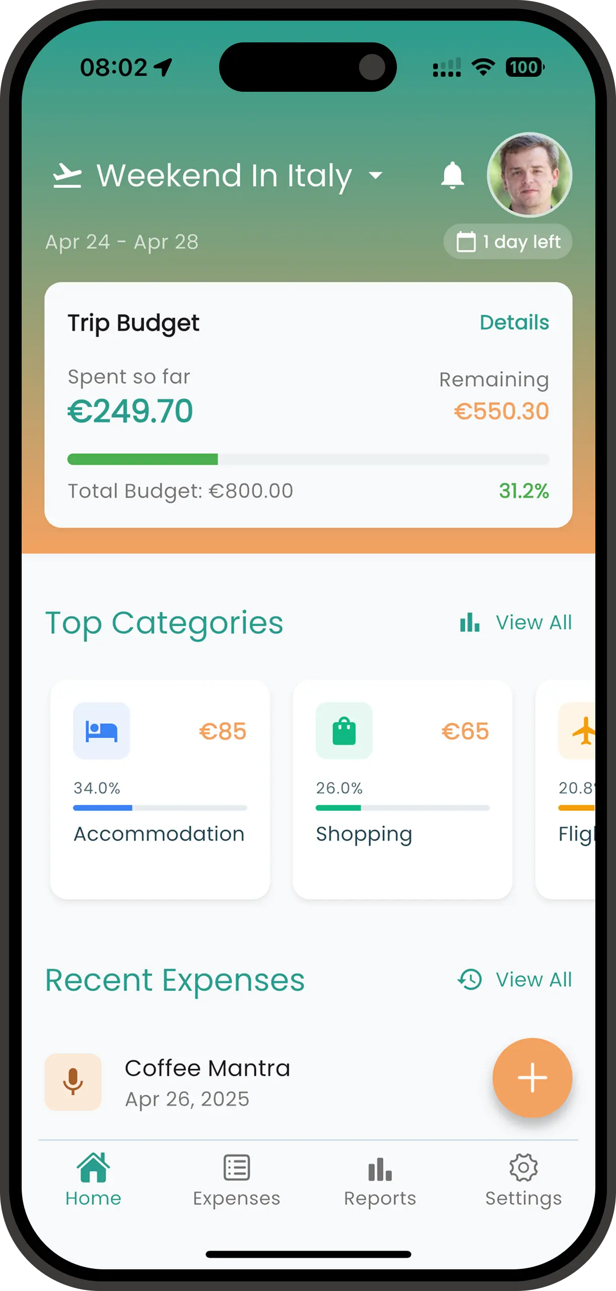 Spentrip App Interface