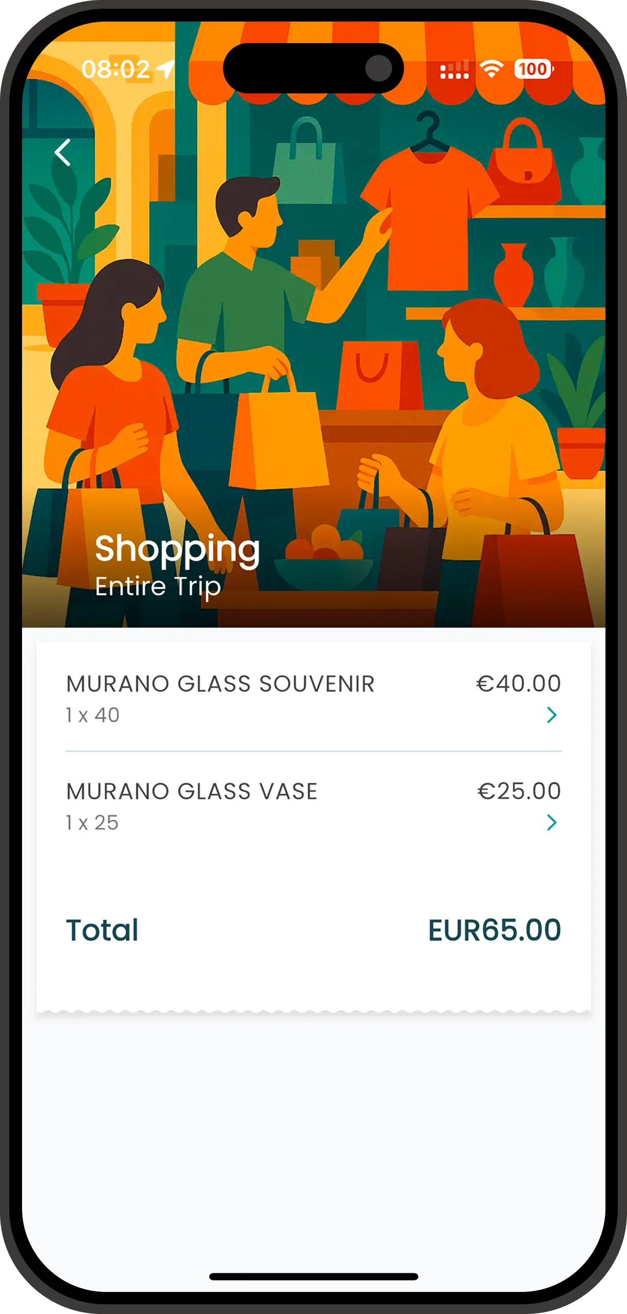 Spentrip manual entry screen showing merchant, date, and line item fields